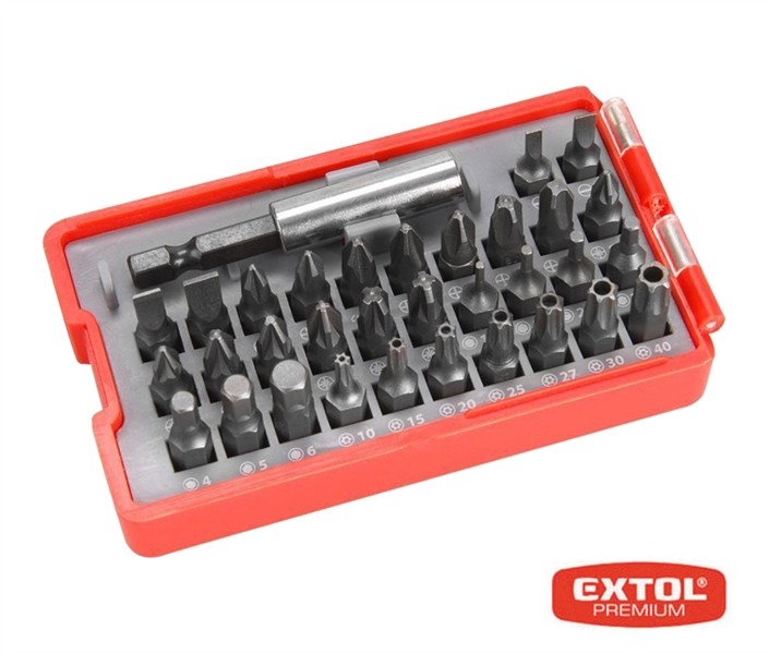 Hroty (bity), sada 20ks, magentický držák hrotů, Extol Premium, 8819640